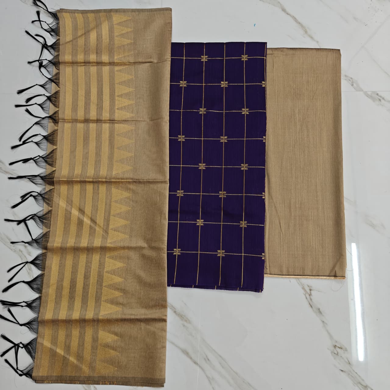 Raw silk chudi - violet & gold