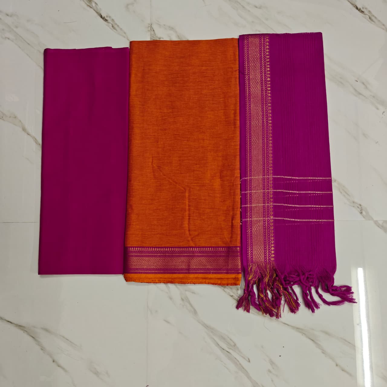 mangalagiri salwar suit - orange & pink